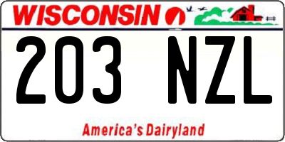 WI license plate 203NZL