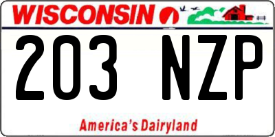 WI license plate 203NZP