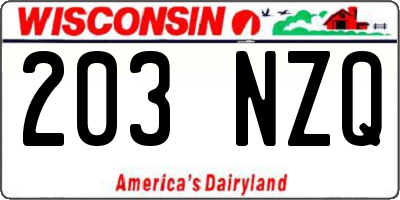 WI license plate 203NZQ