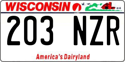 WI license plate 203NZR
