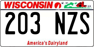 WI license plate 203NZS
