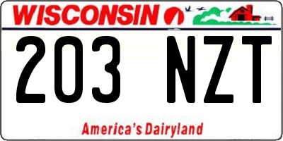 WI license plate 203NZT