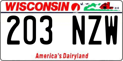 WI license plate 203NZW
