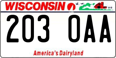 WI license plate 203OAA