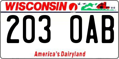 WI license plate 203OAB
