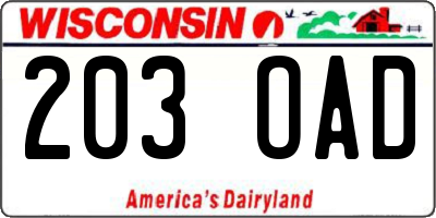 WI license plate 203OAD