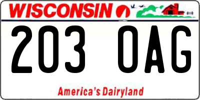 WI license plate 203OAG