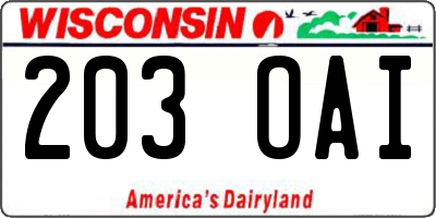 WI license plate 203OAI