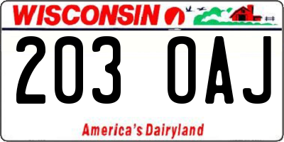WI license plate 203OAJ