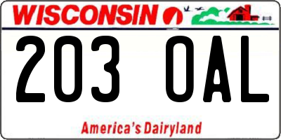 WI license plate 203OAL