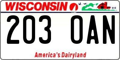 WI license plate 203OAN