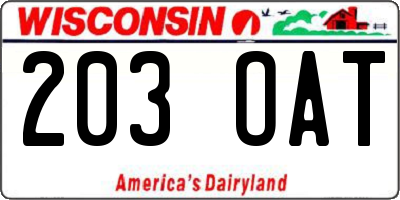 WI license plate 203OAT