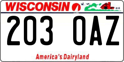 WI license plate 203OAZ