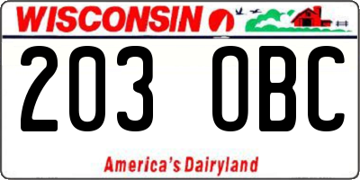 WI license plate 203OBC
