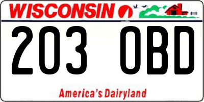 WI license plate 203OBD
