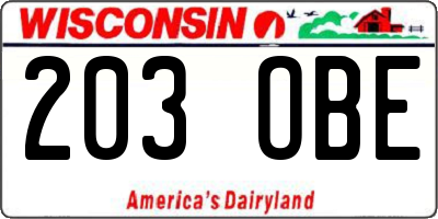 WI license plate 203OBE