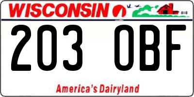 WI license plate 203OBF