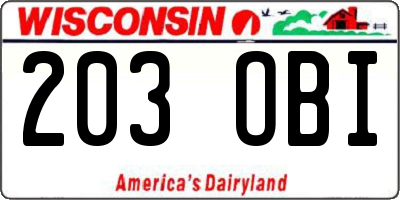 WI license plate 203OBI