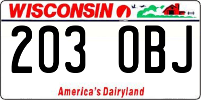 WI license plate 203OBJ
