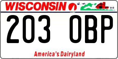 WI license plate 203OBP