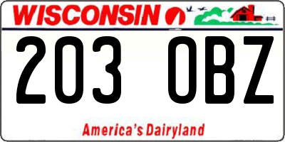 WI license plate 203OBZ