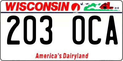 WI license plate 203OCA