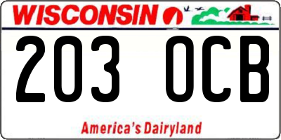 WI license plate 203OCB