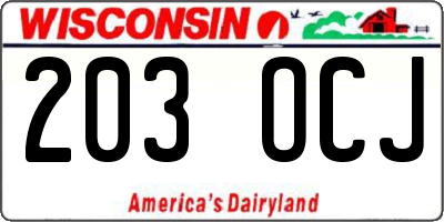 WI license plate 203OCJ