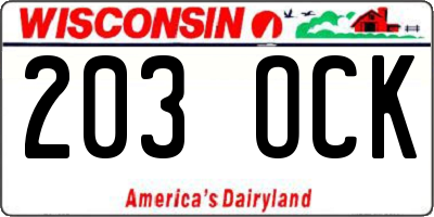 WI license plate 203OCK