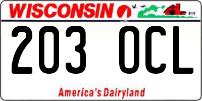 WI license plate 203OCL