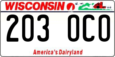WI license plate 203OCO