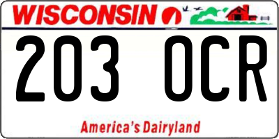 WI license plate 203OCR