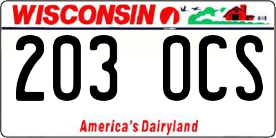 WI license plate 203OCS