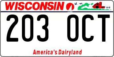 WI license plate 203OCT