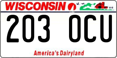 WI license plate 203OCU