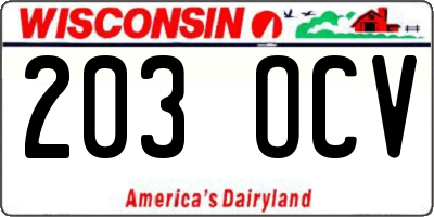 WI license plate 203OCV
