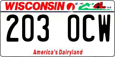 WI license plate 203OCW