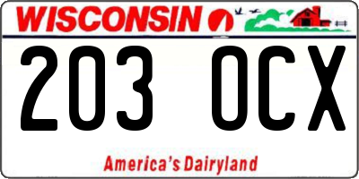 WI license plate 203OCX