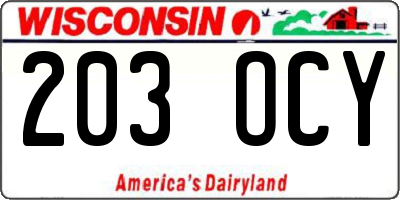 WI license plate 203OCY