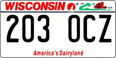 WI license plate 203OCZ