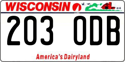 WI license plate 203ODB