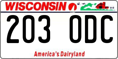 WI license plate 203ODC