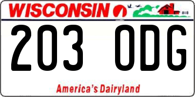 WI license plate 203ODG