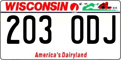 WI license plate 203ODJ