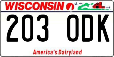 WI license plate 203ODK