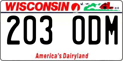 WI license plate 203ODM