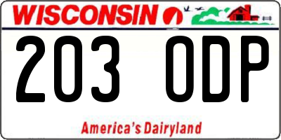 WI license plate 203ODP