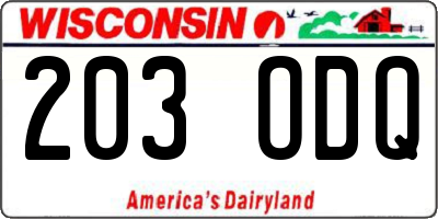 WI license plate 203ODQ