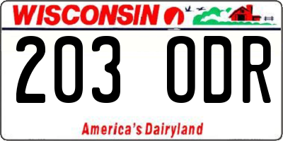 WI license plate 203ODR