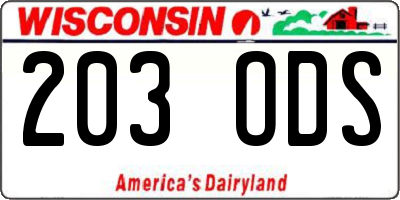 WI license plate 203ODS